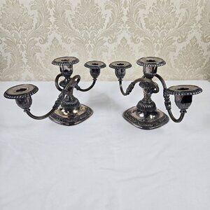 Vintage Reed & Barton #5101 Silver Plate 3 Arm Candelabra Set of 2 Collectible